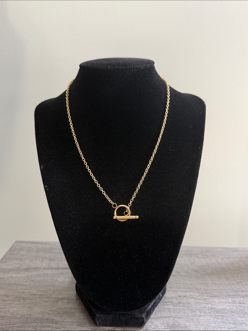 Gold Plated Stainless Steel Toggle Closure Chain Necklace